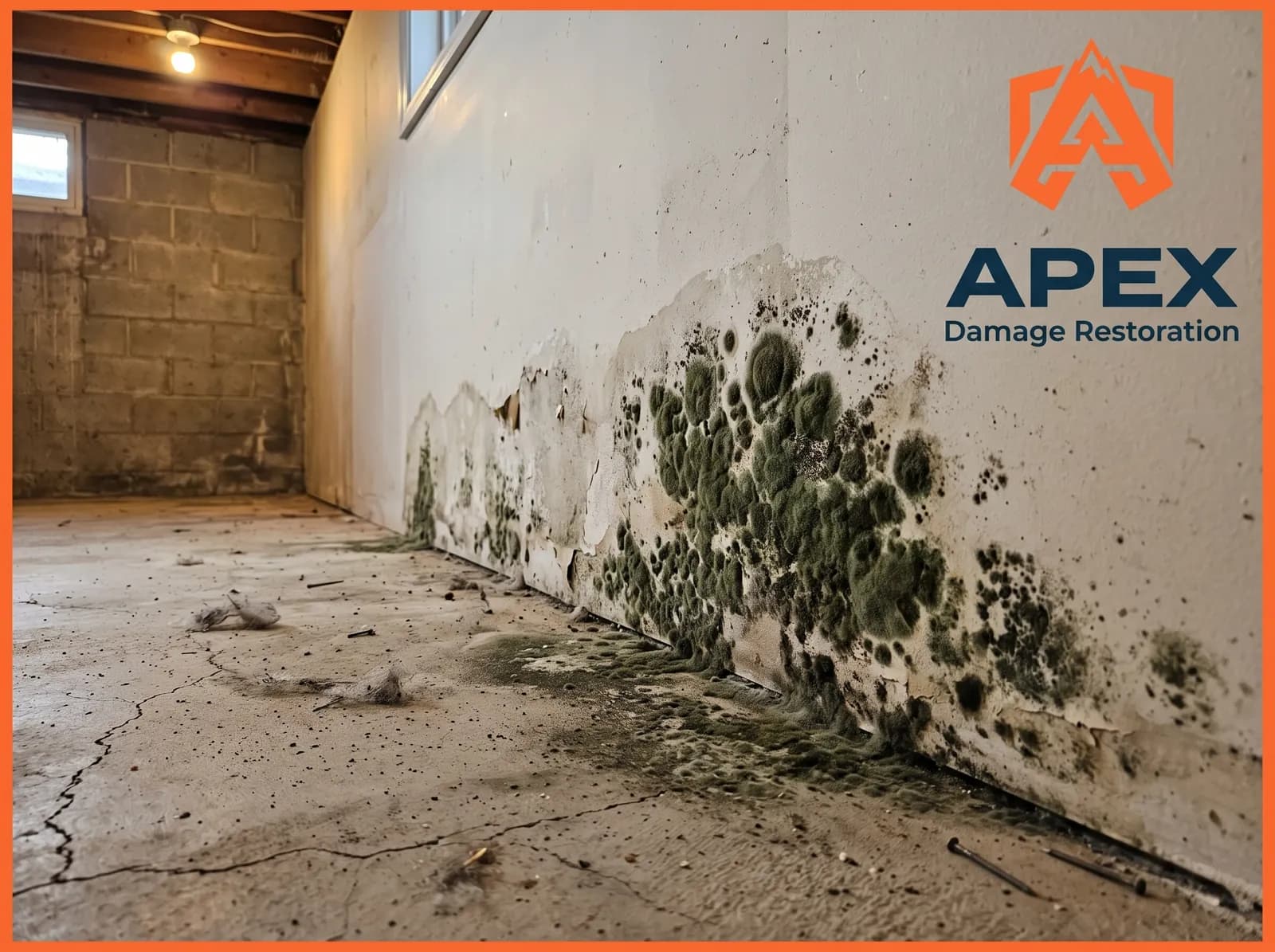 Basement wall mold growth