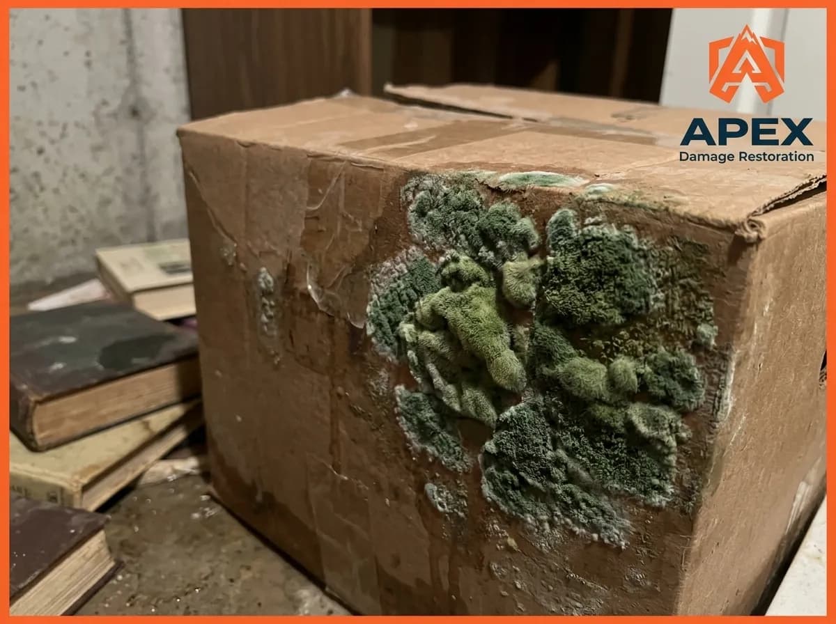green mold growth on cardboard box