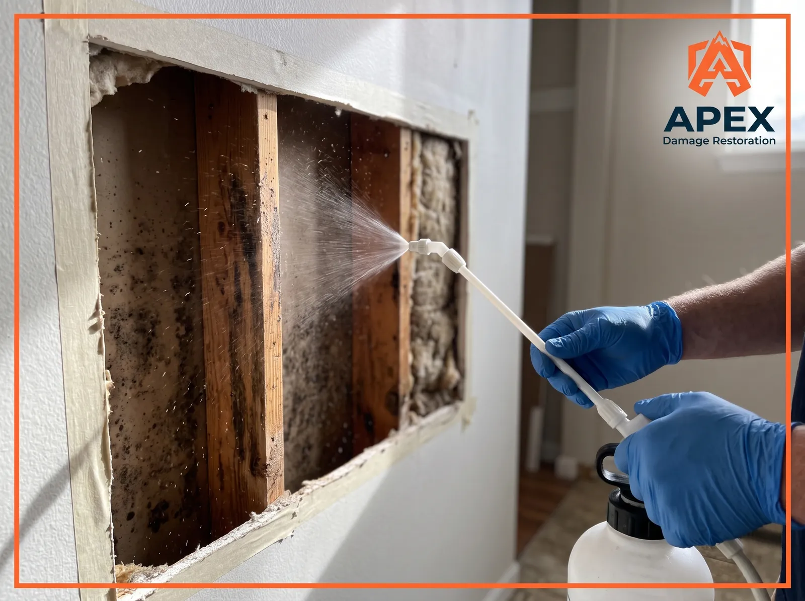 Technician applying EPA-registered antimicrobial disinfectant