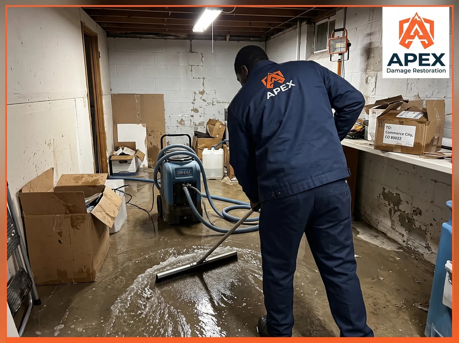 Apex Damage Restoration technician performing water extraction