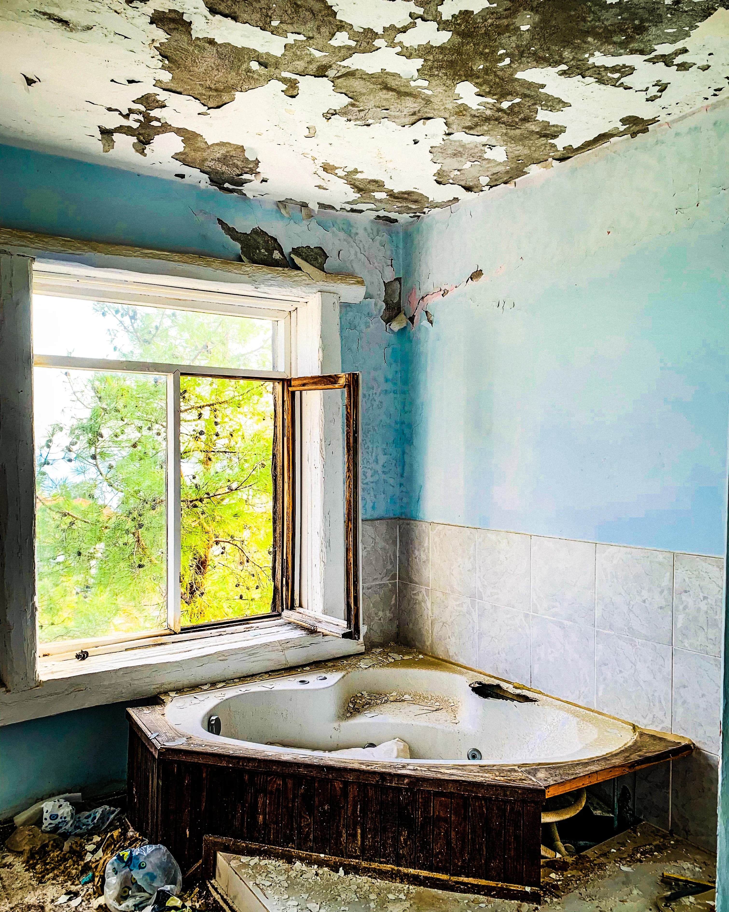 Peeling Ceiling Mold Bathroom Water Damage