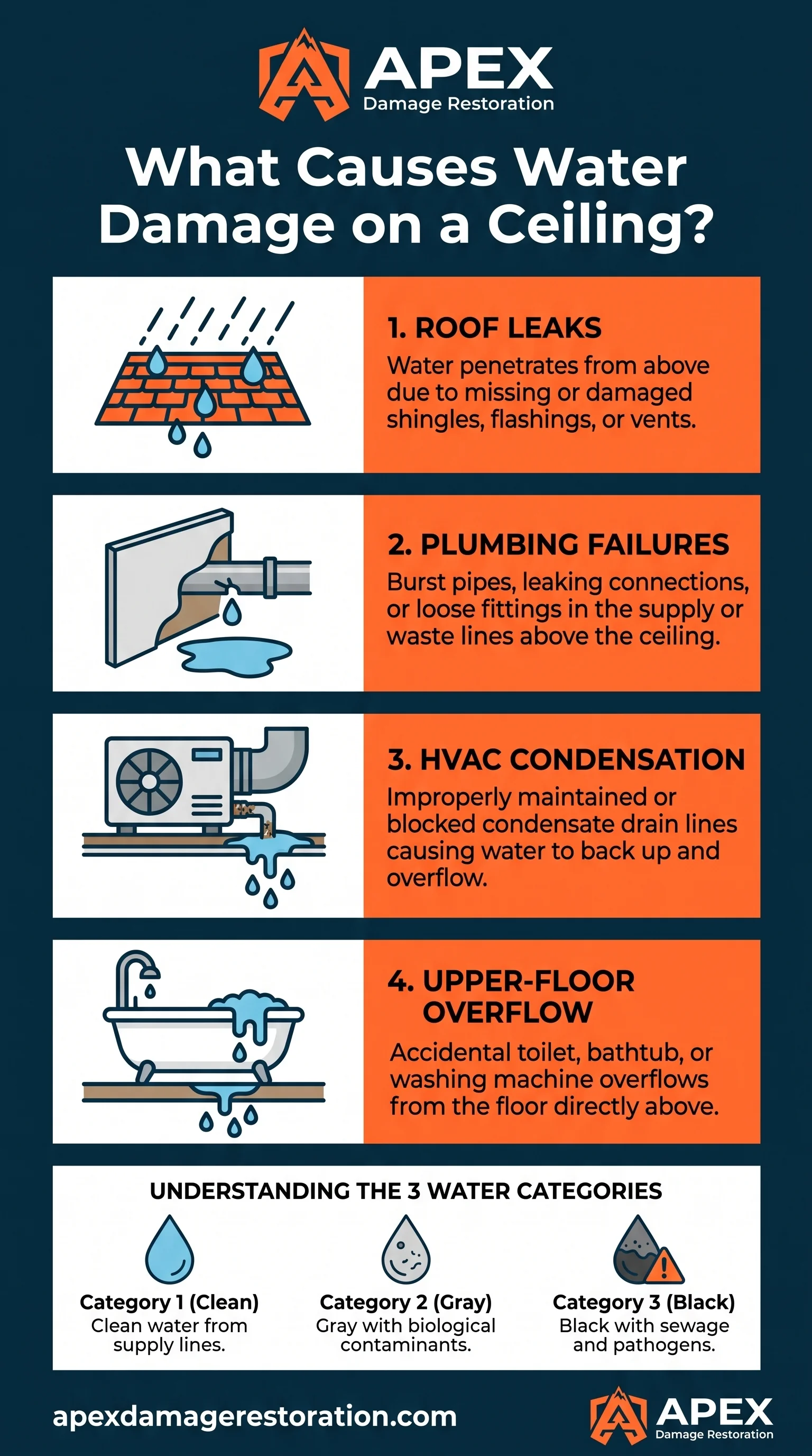 Water Damage on a Ceiling Causes Infographic