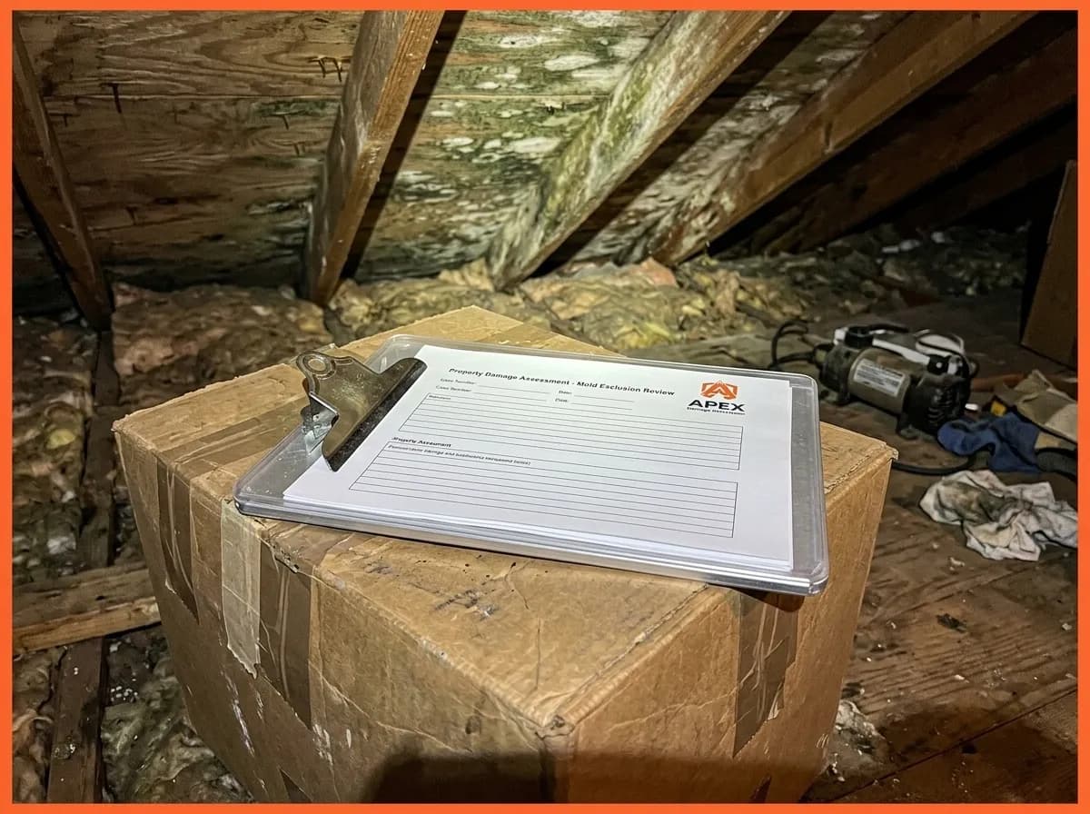 green mold growth in an attic