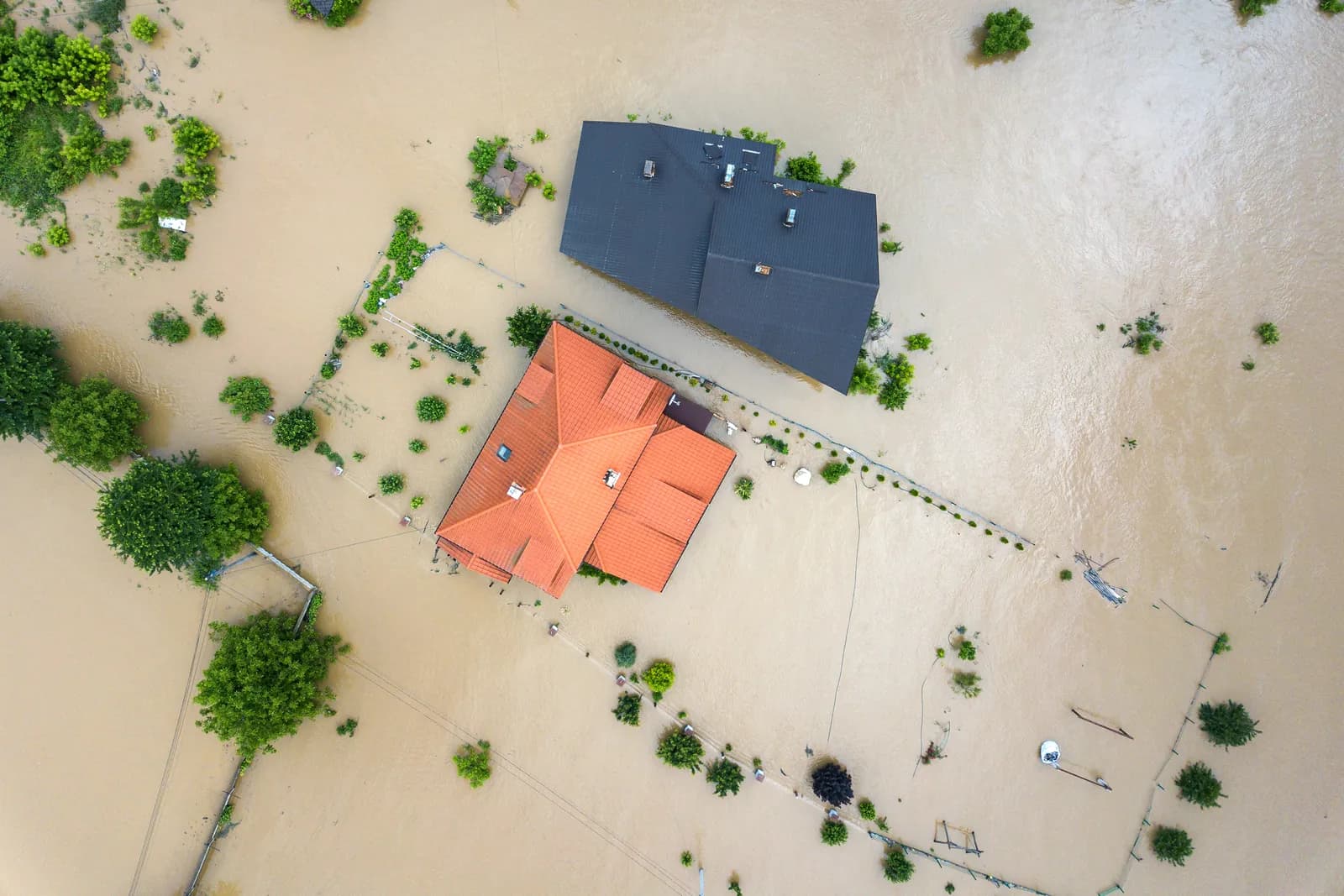 Flood Water Damage Aerial View