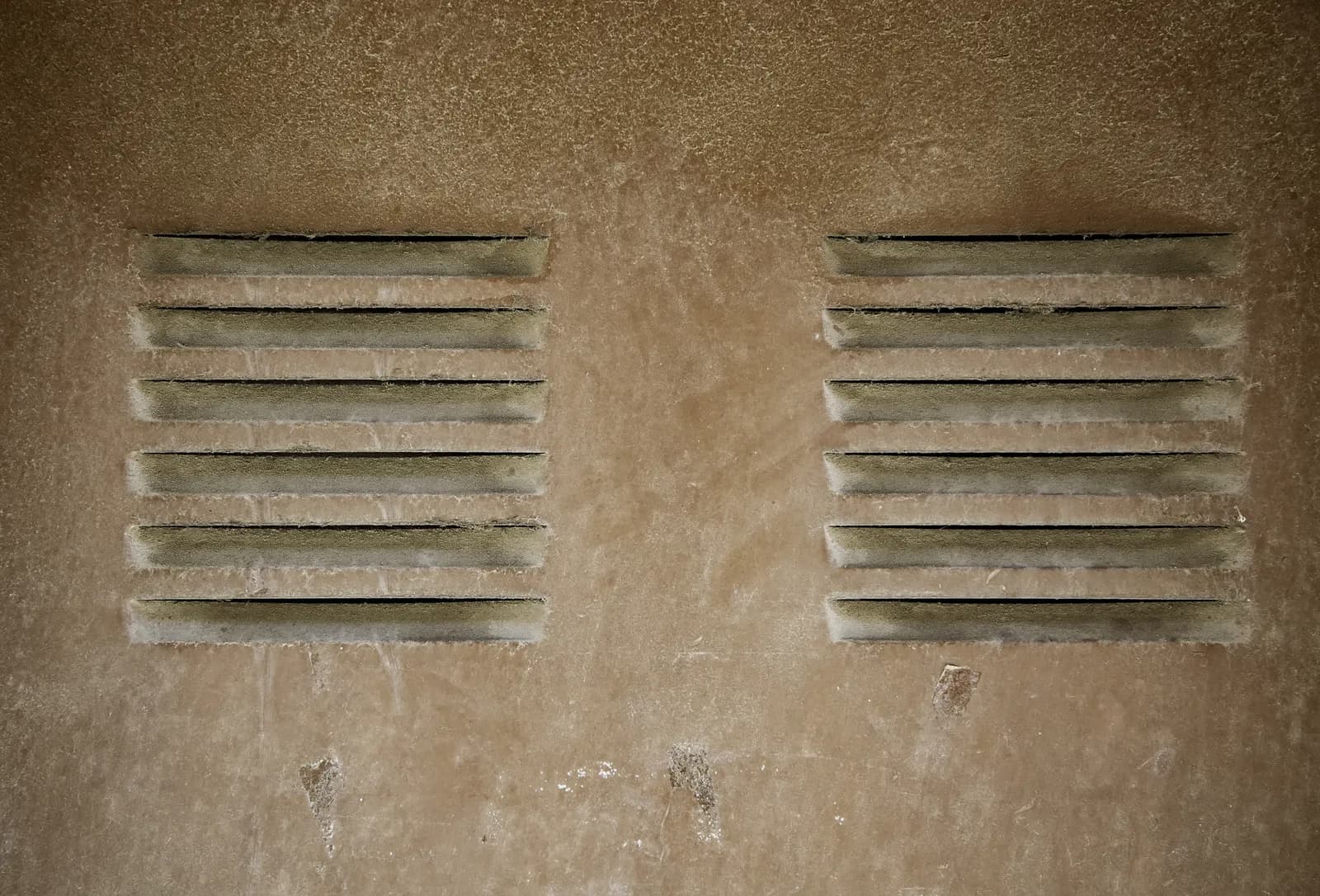 Wall vents with visible mold staining