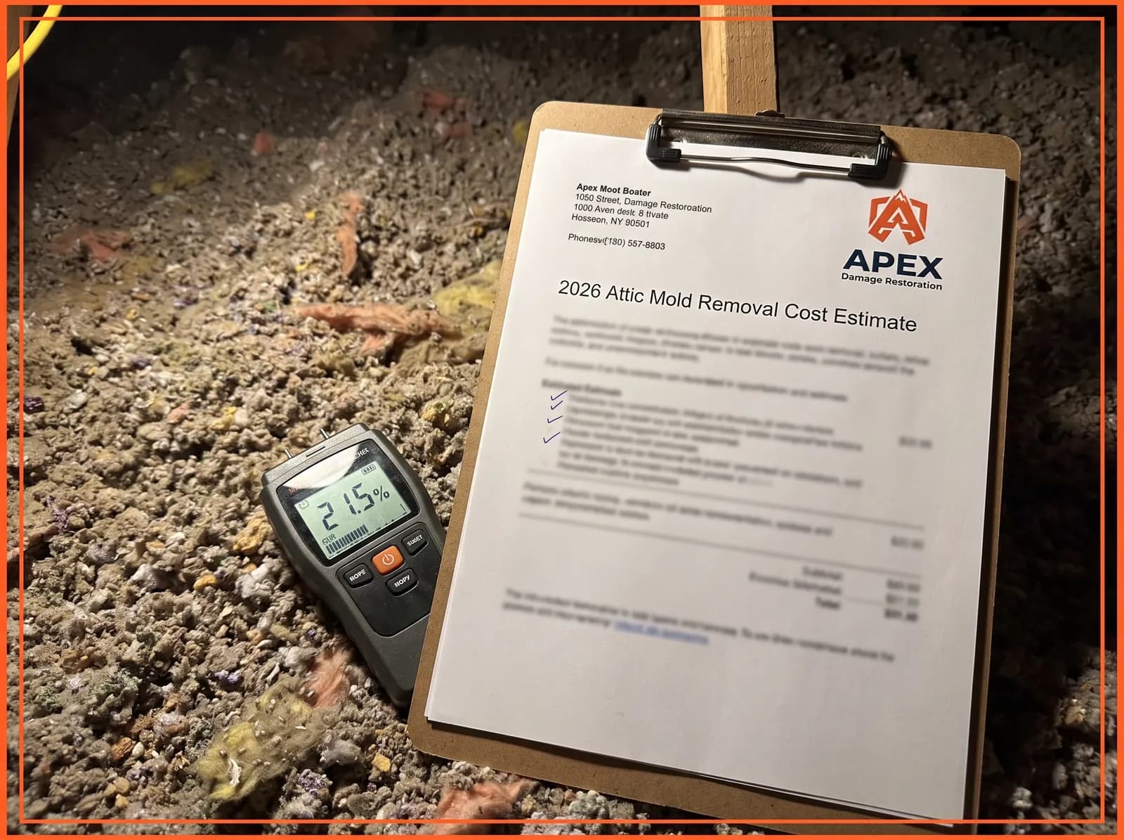 Attic moisture meter reading
