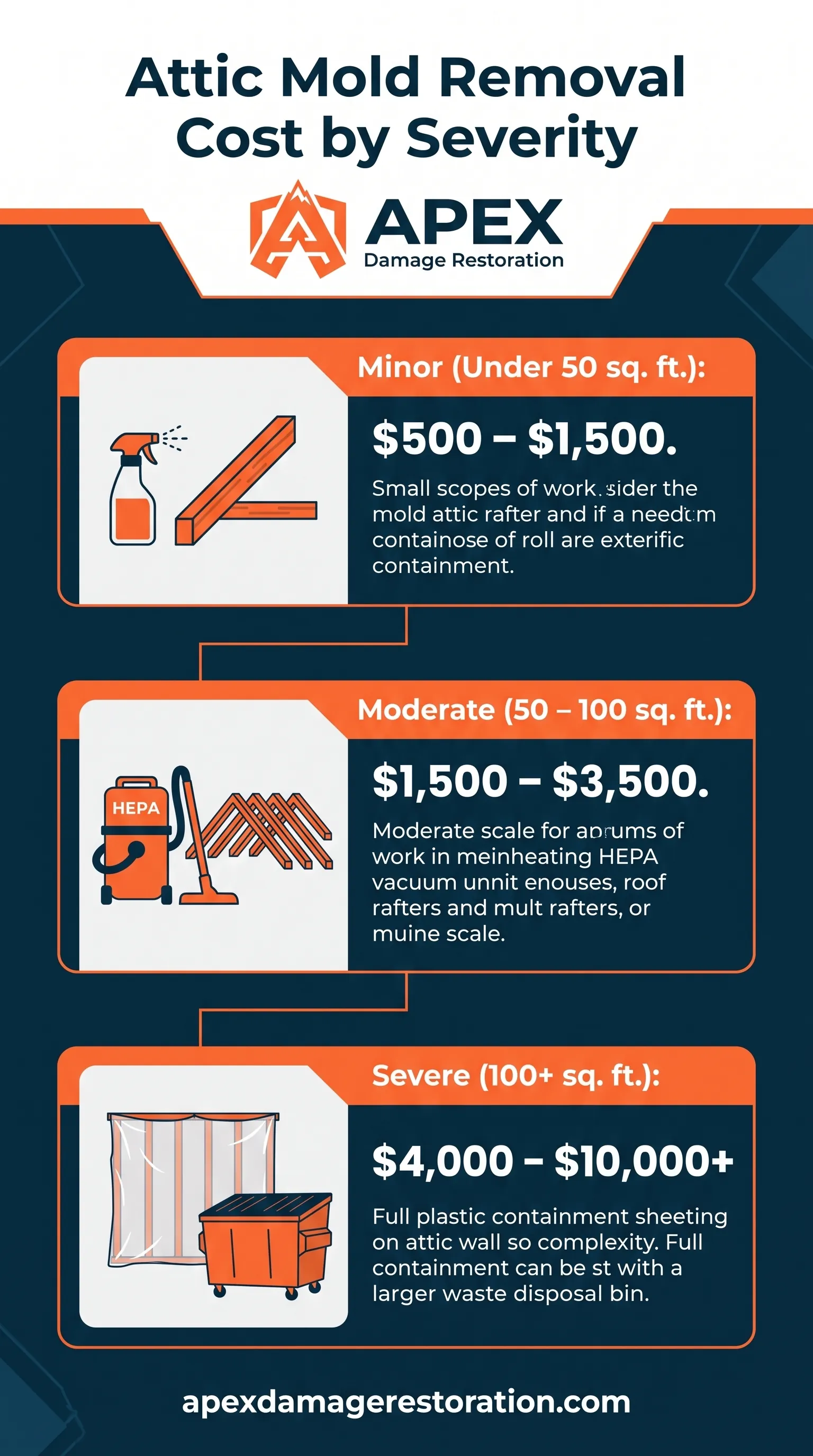 Attic mold removal cost by severity infographic