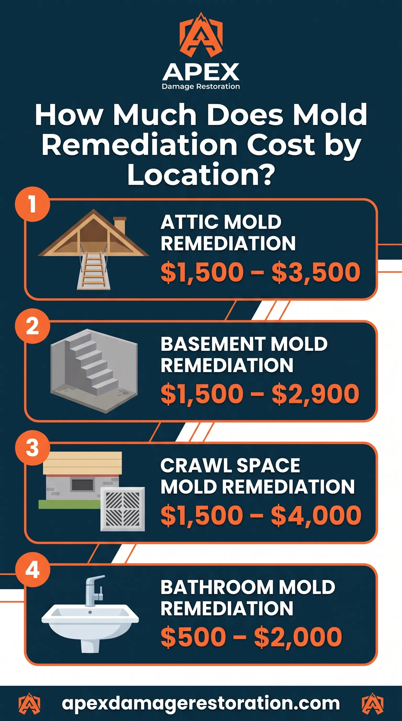 Mold Remediation Cost By Location Infographic
