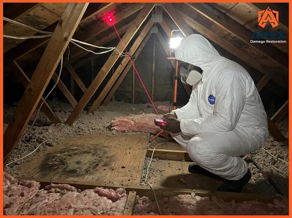 mold growth on attic wooden floor