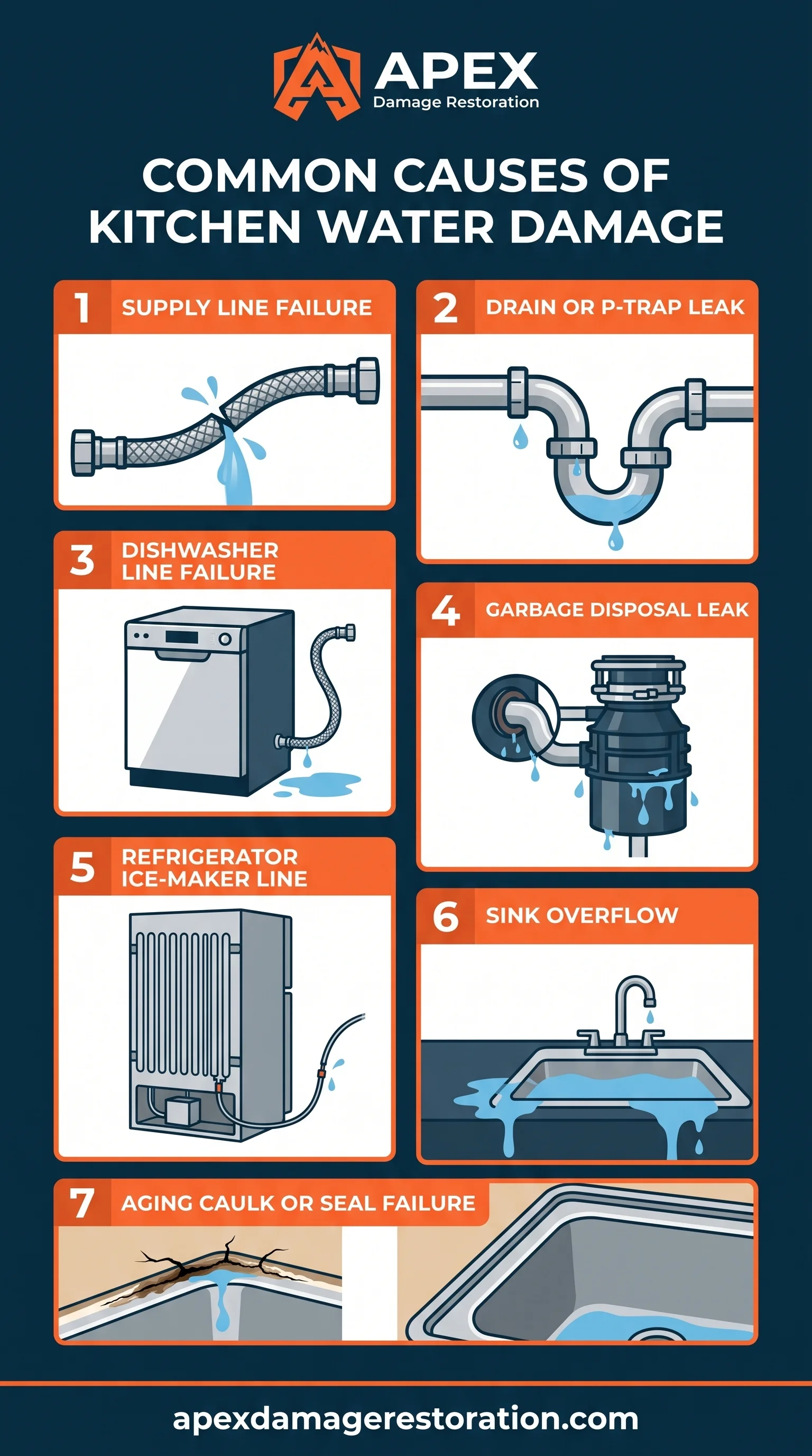 Common Causes Of Kitchen Water Damage Infographic