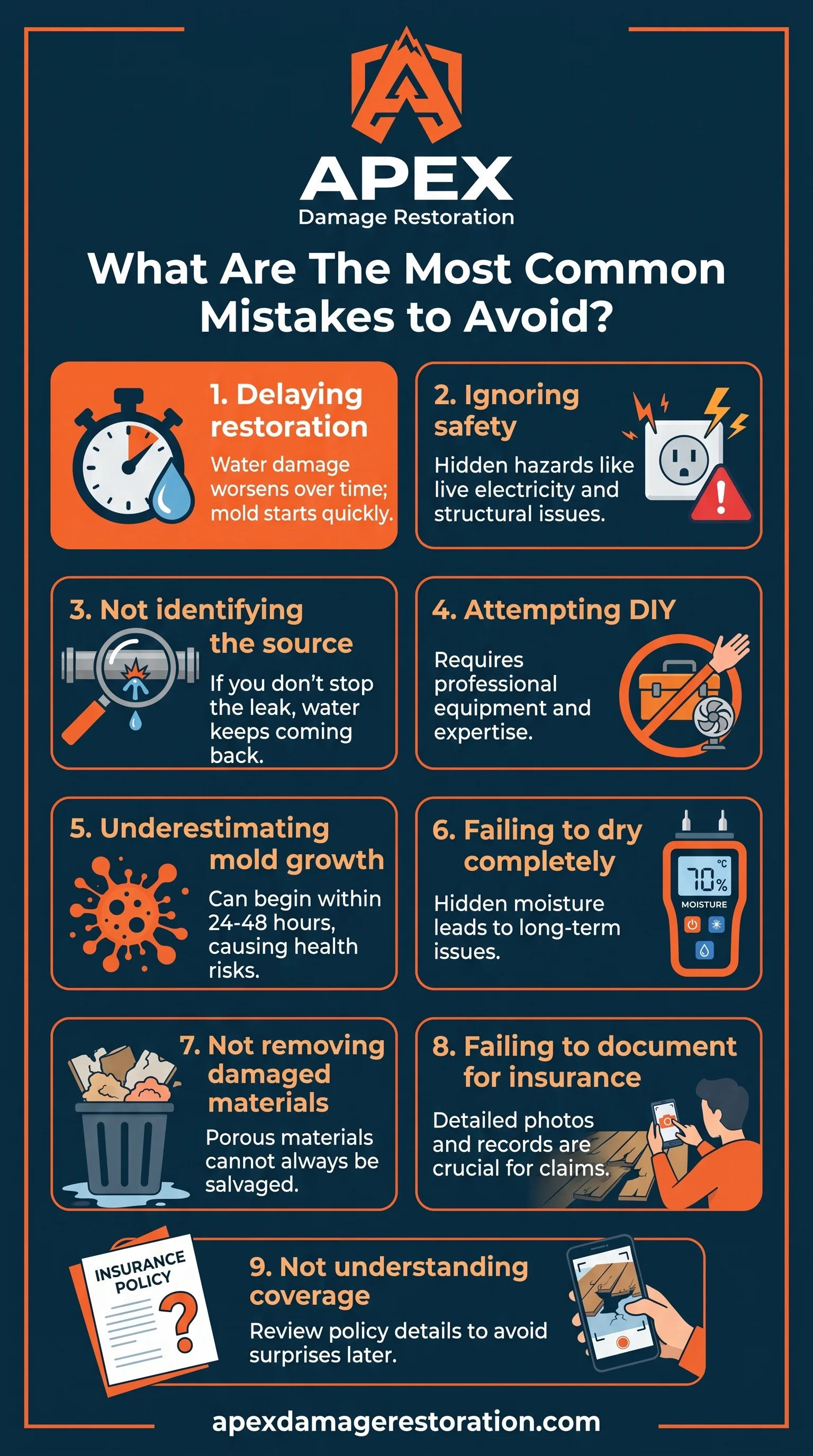 Water Damage Restoration Mistakes To Avoid Infographic