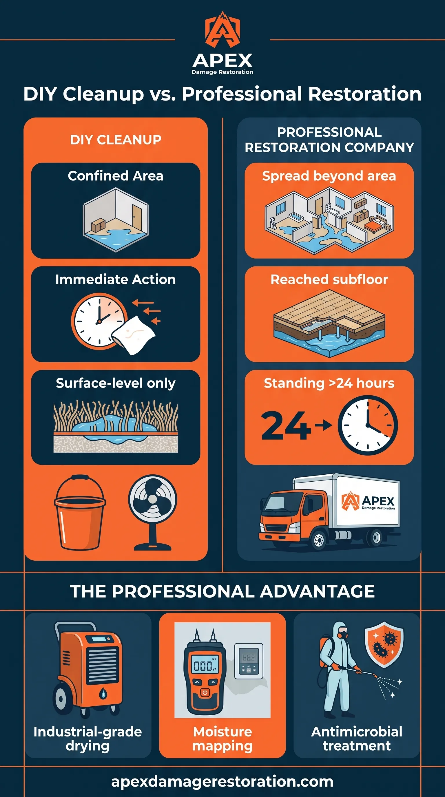 DIY Cleanup Vs Professional Restoration Infographic