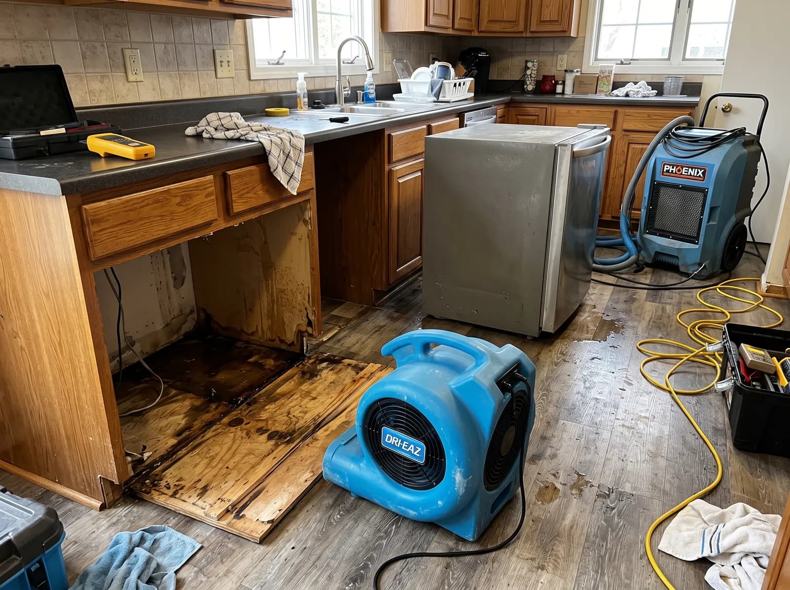 Water Damaged Kitchen Cabinet Repair