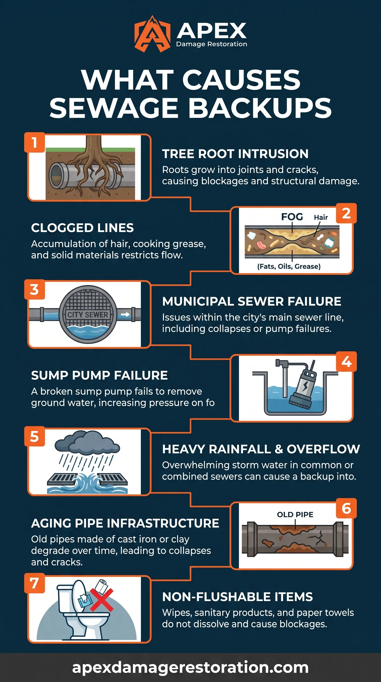 Sewage Backup Causes Infographic