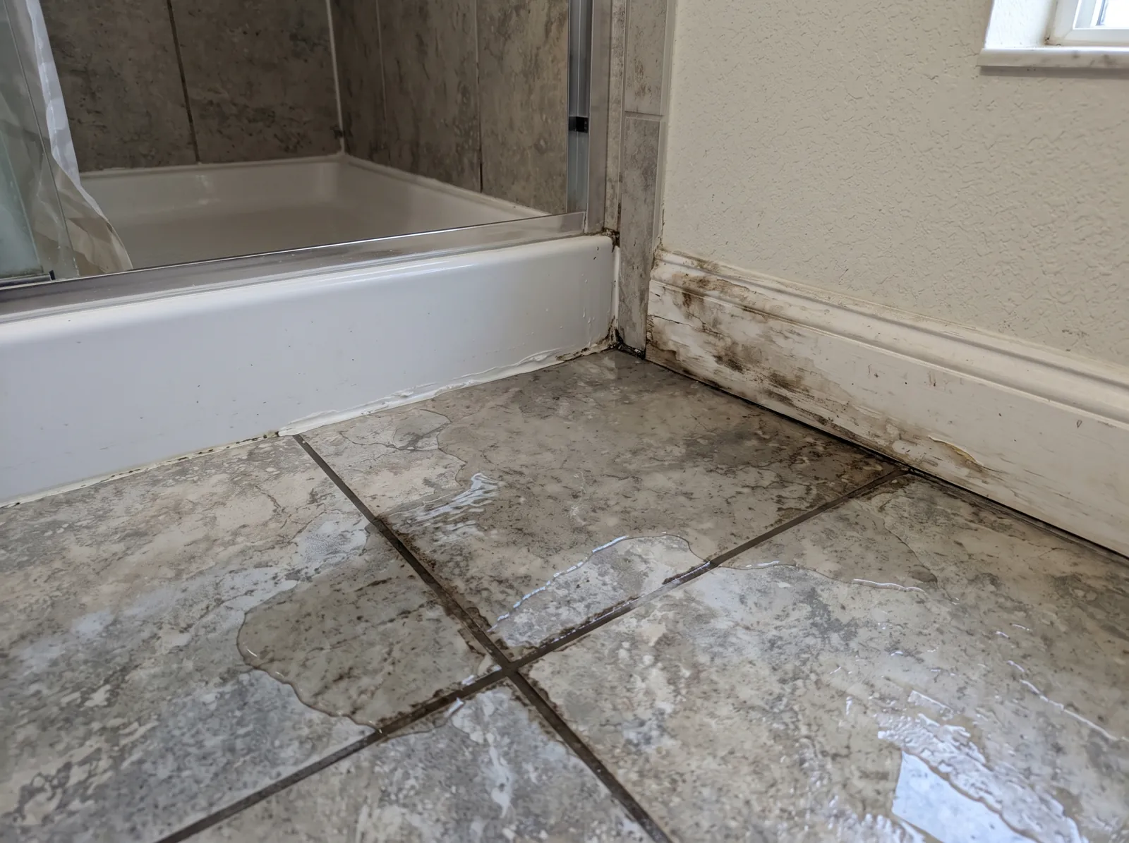 Shower Floor Water Leak Damage