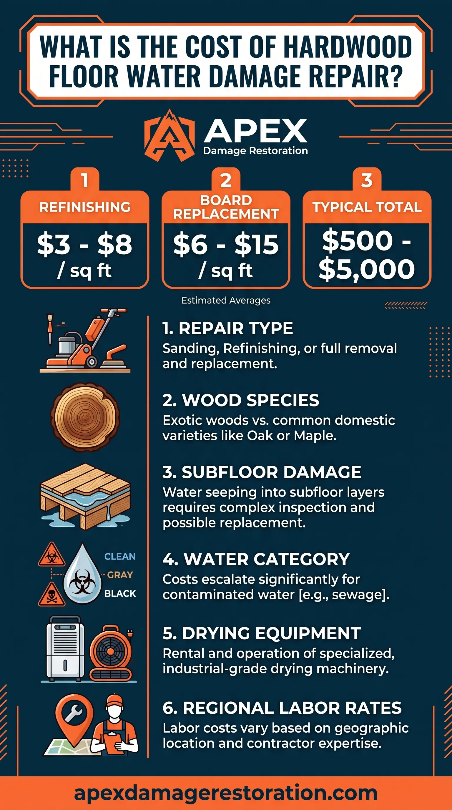 Hardwood Floor Water Damage Repair Cost Infographic