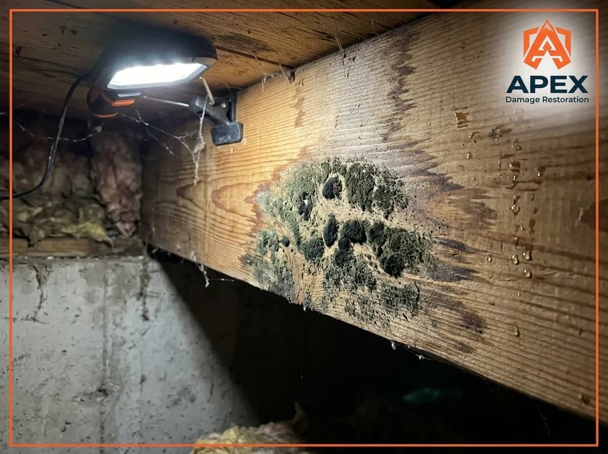 black mold growth on basement wood