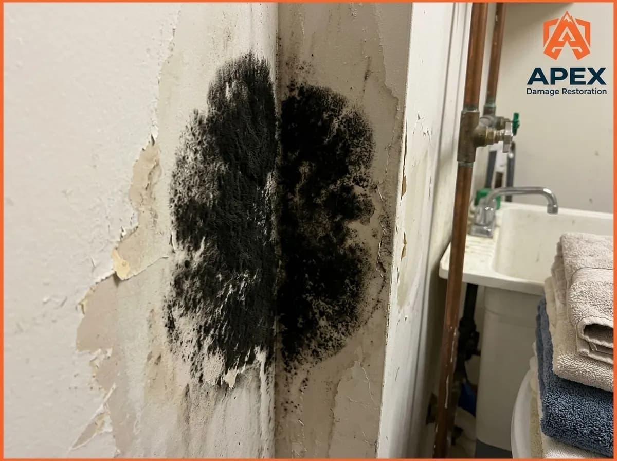 black mold growth on concrete wall