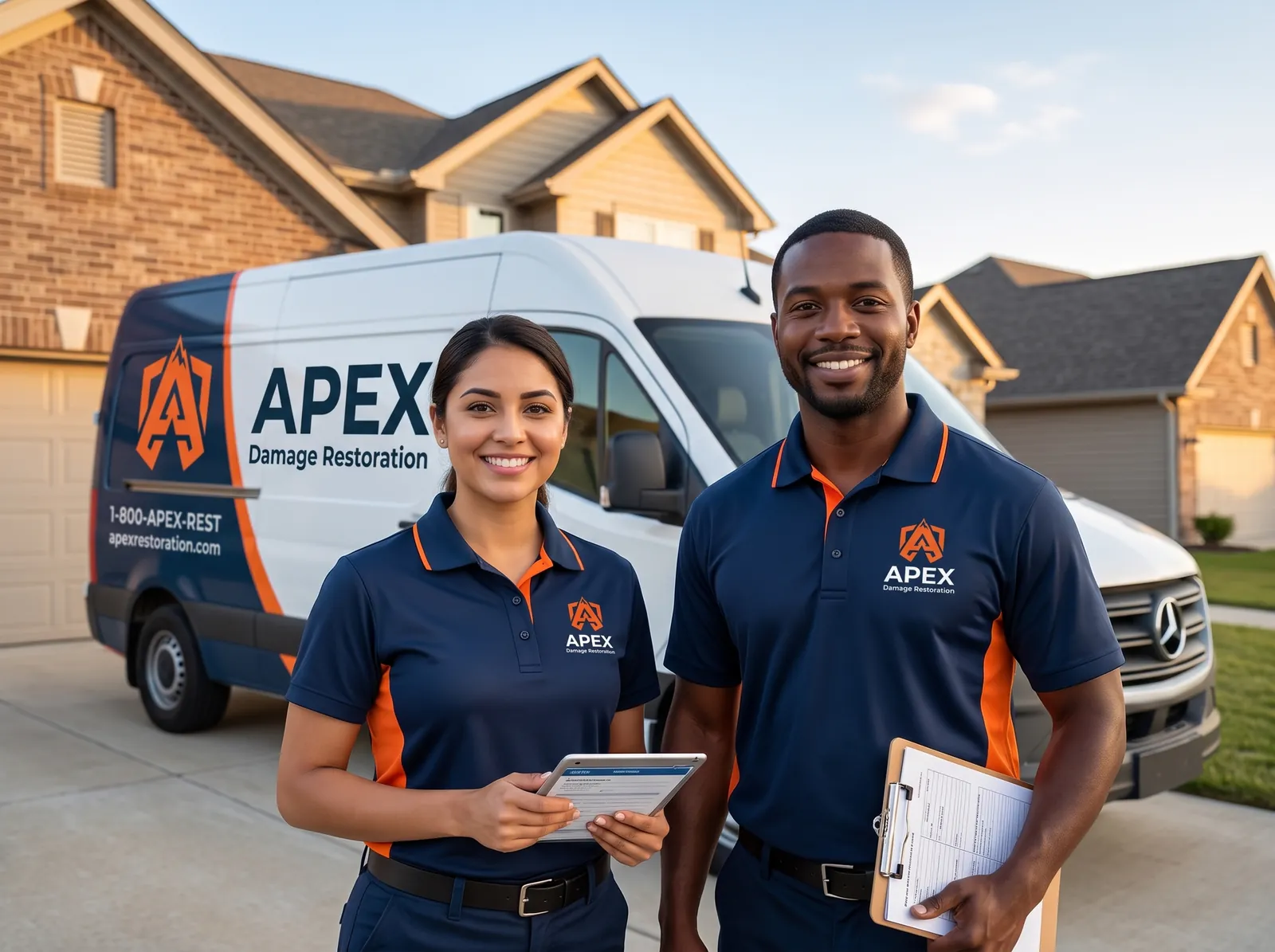 Apex Damage Restoration Technicians Service Van in Aurora, CO