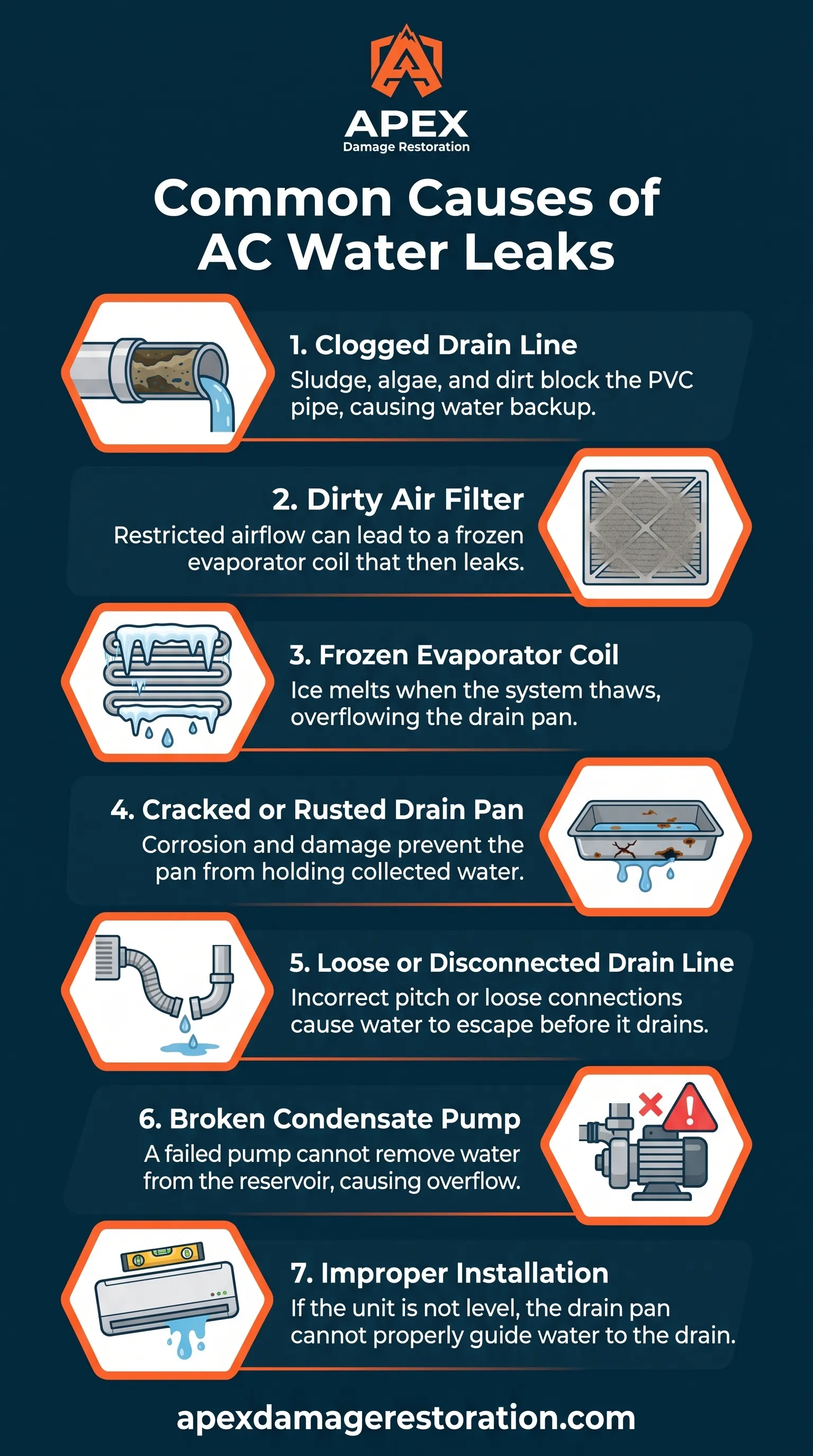 What Are The Common Causes of an AC Leaking Water Infographic