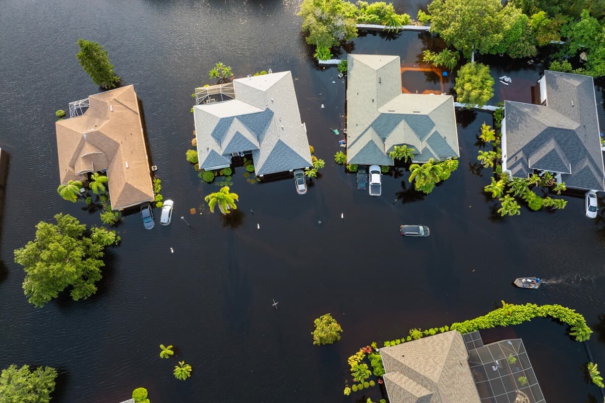 Flooded Suburban Neighborhood Damage Response in Aurora CO