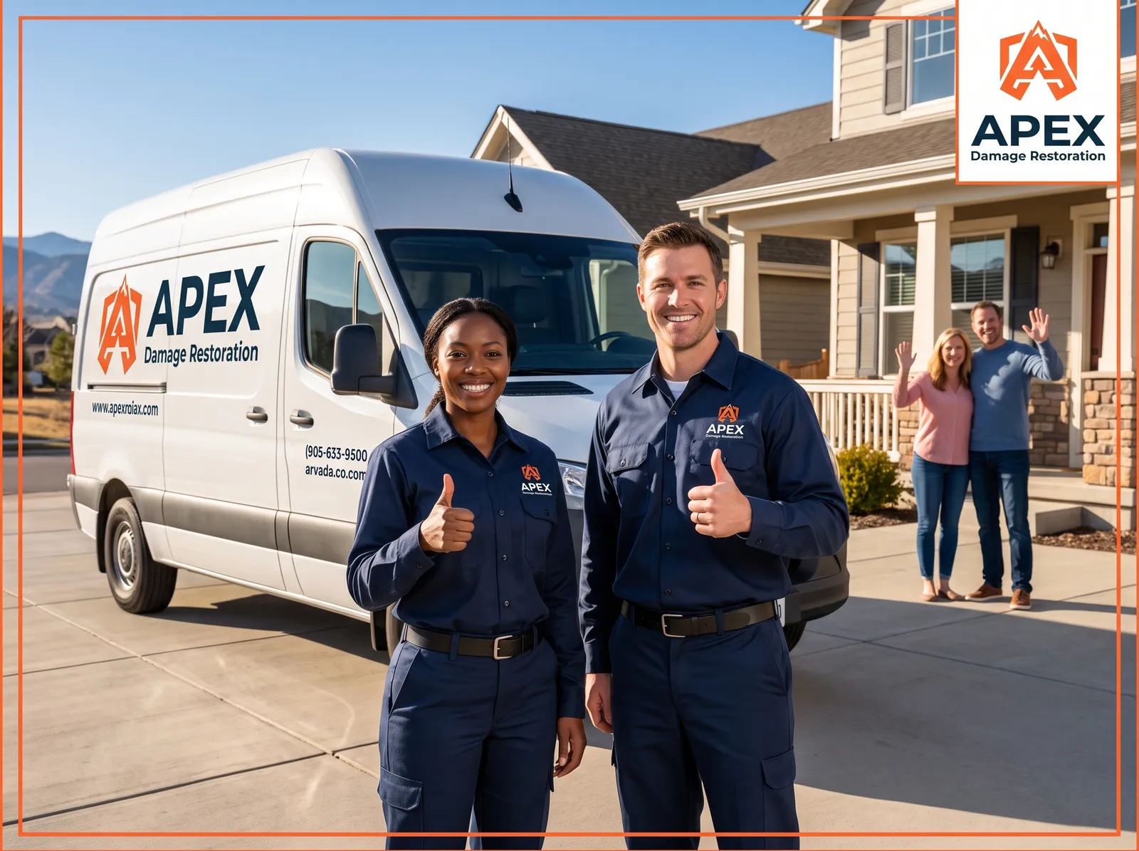Apex Damage Restoration team outside a residential property in Arvada