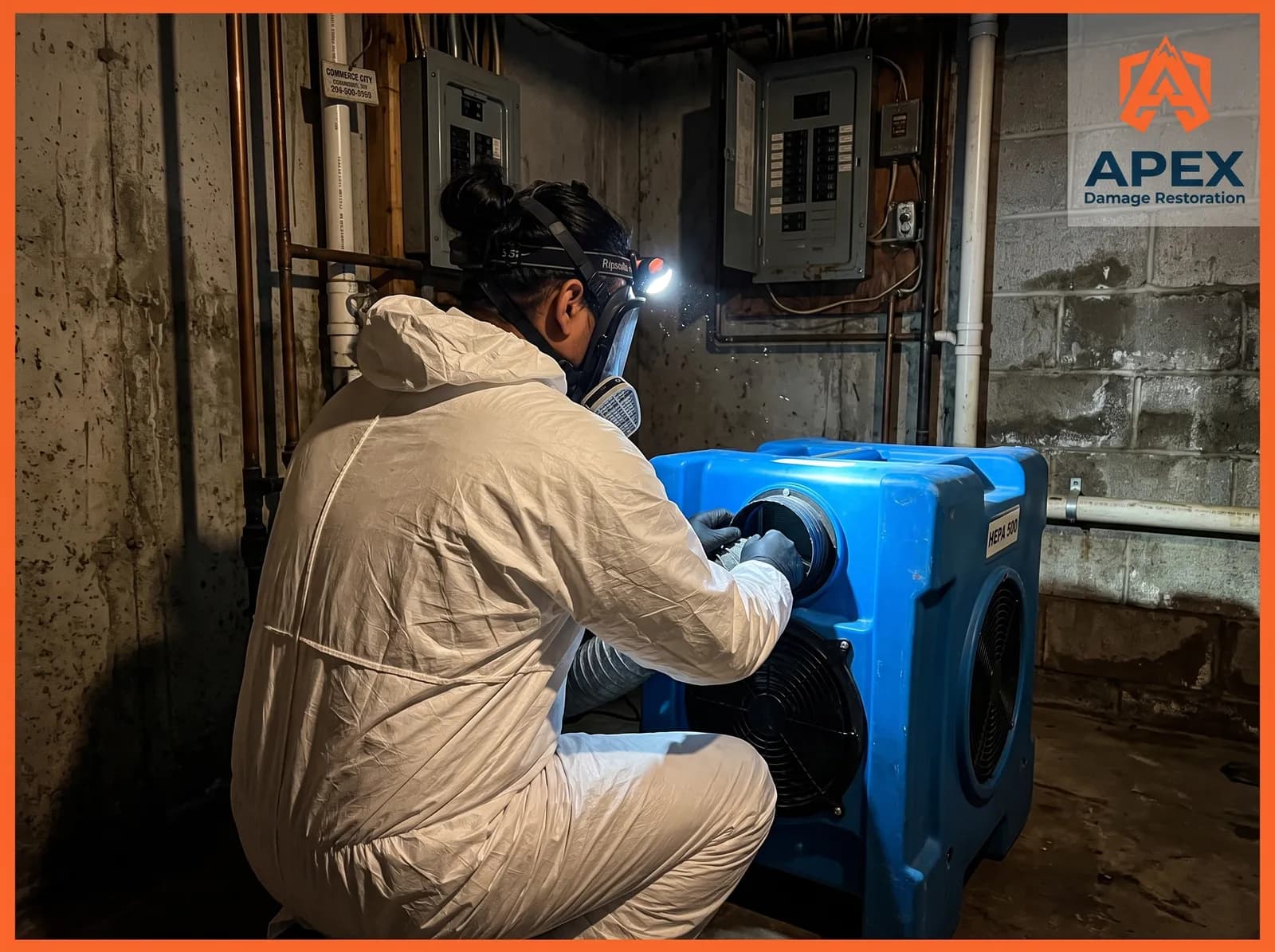 Apex Damage Restoration technician removing contaminated materials in Commerce City