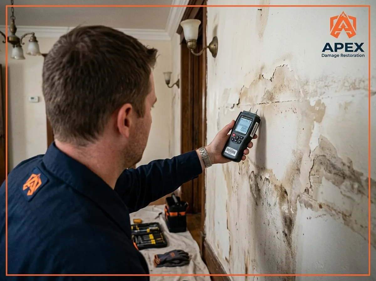 Apex Damage Restoration technician finding water damage in Centennial