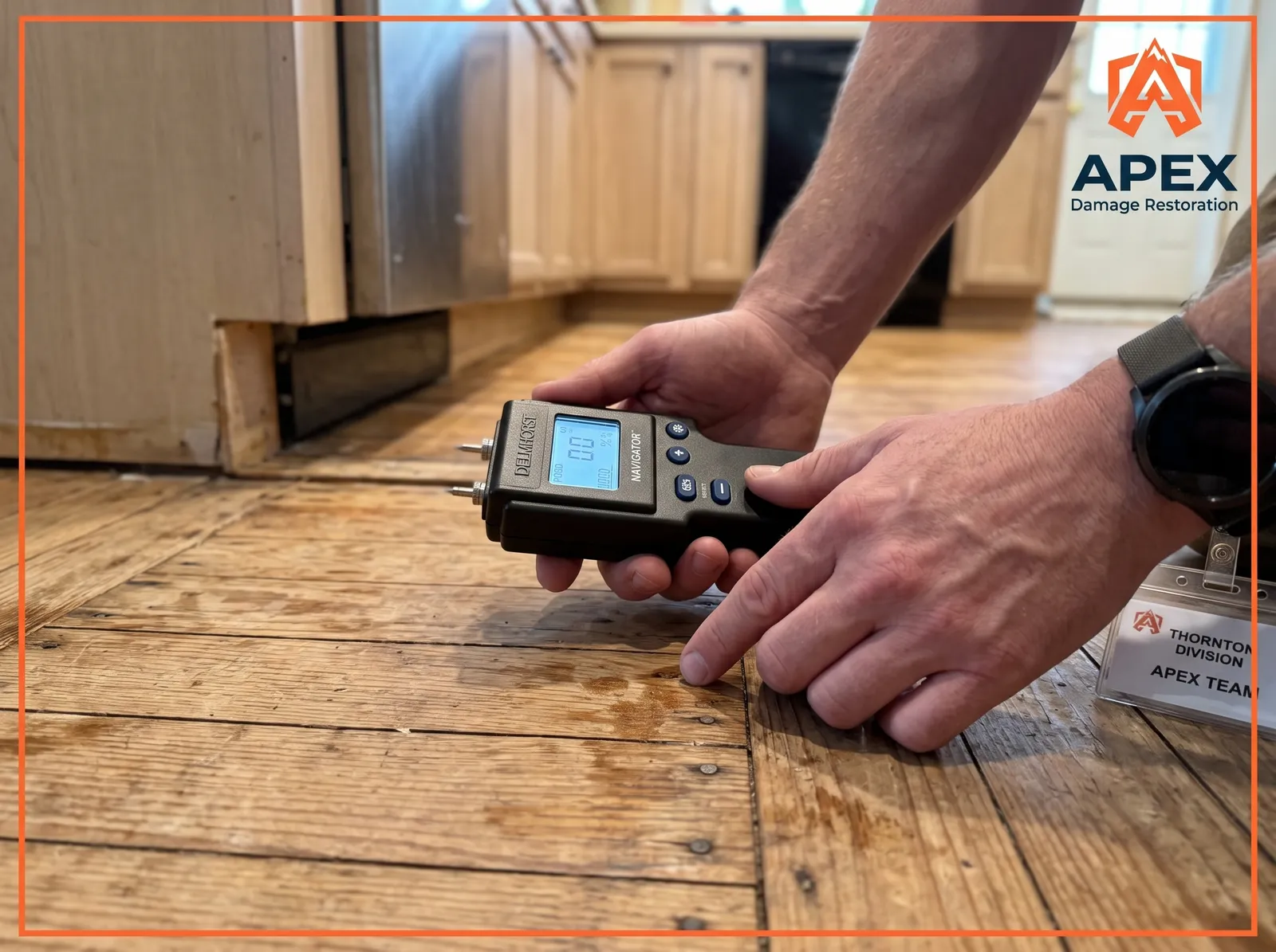 Apex Damage Restoration technician using thermal imaging camera in Thornton