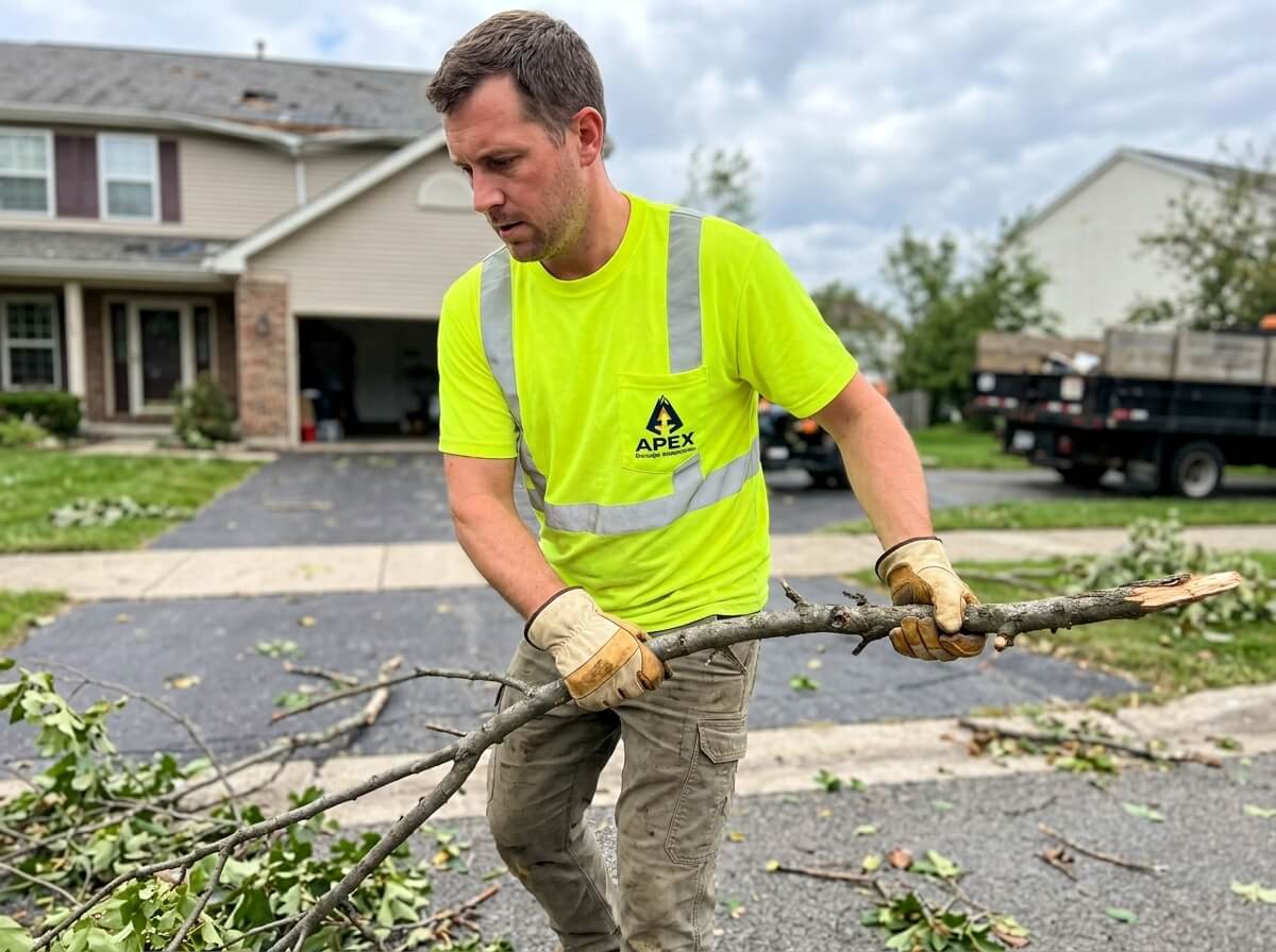 Apex Emergency Storm Cleanup Worker Clearing Debris in Aurora CO